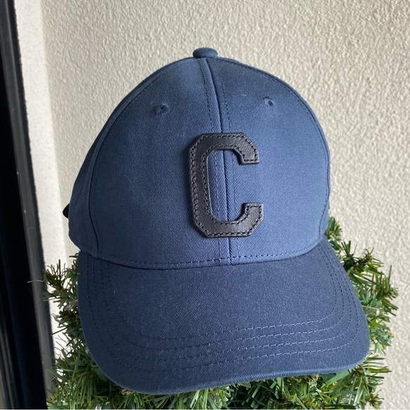Coach Leather C Logo Varsity Baseball Hat Blue - Picture 1 of 9